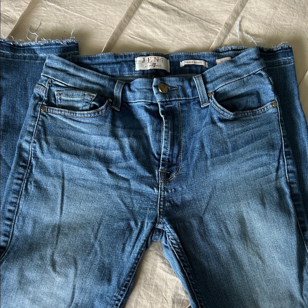 JEN7 by 7 For All Mankind Medium Blue Ankle Skinny Jeans, Size 2